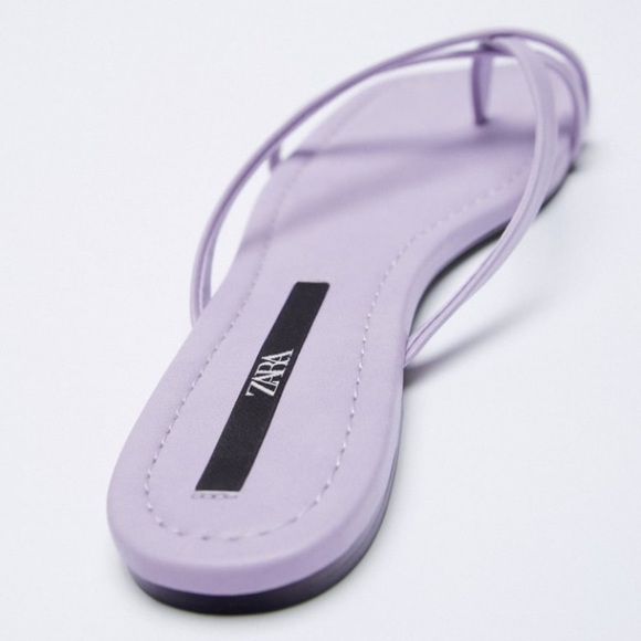 Zara New Flat Strappy Squared Toe Sandals Shoes, size 9, nwt - Picture 4 of 5